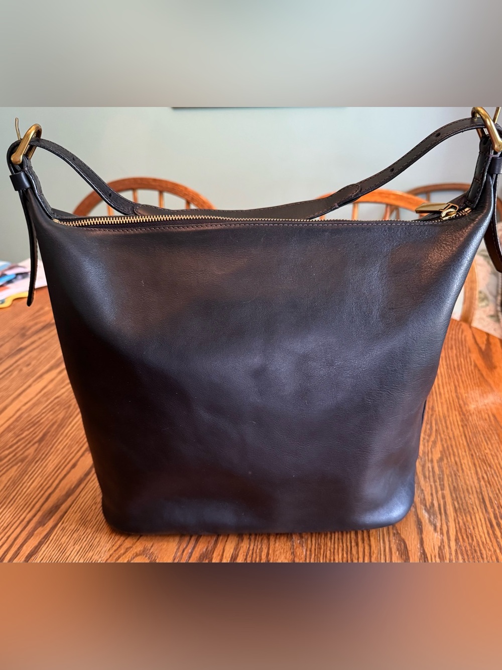 Fossil Large Smooth Black Leather Shoulder Bag Purse